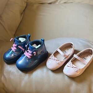 Carter's Iridescent Navy Ankle Boots & Pale Pink Ballet Flats - Girls